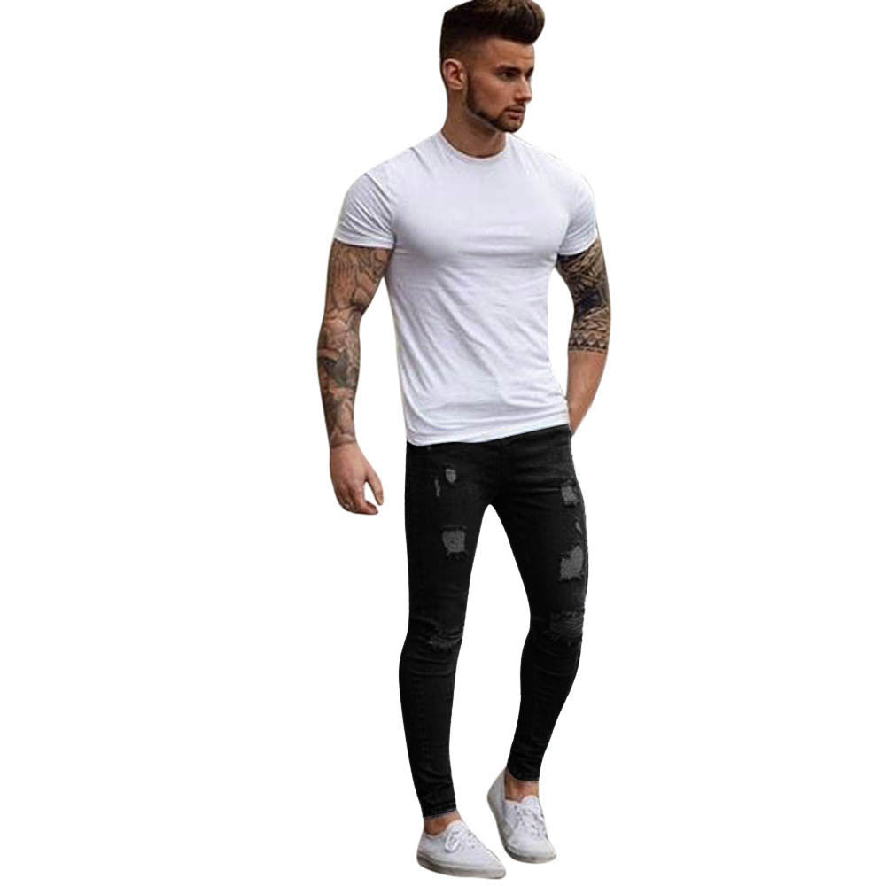 Men's Stretchy Ripped Skinny Jeans Destroyed - Billy Rupert